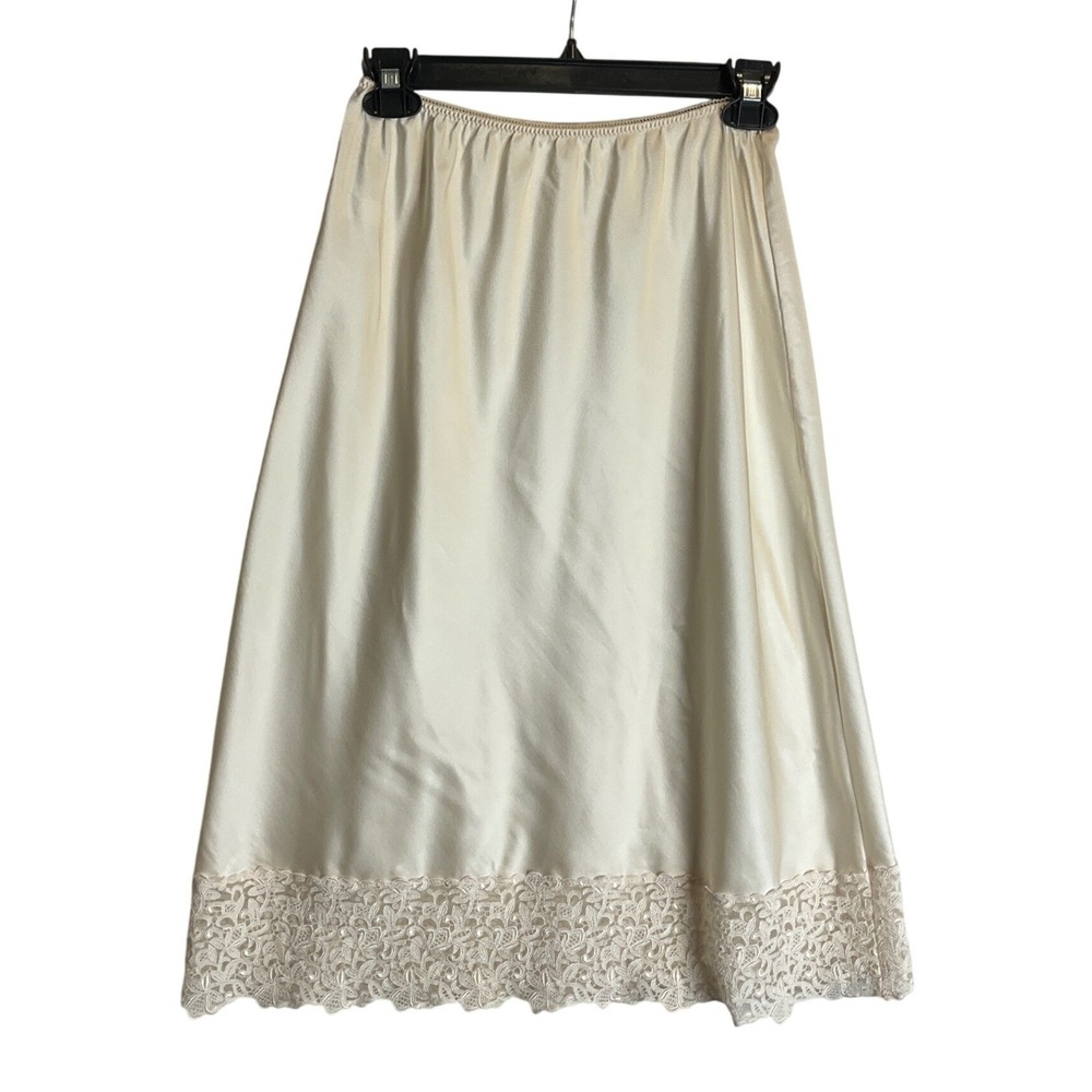 Vintage Wacoal Half-Slip Skirt Ivory Elastic Waist Lace Trim 2 / XS USA